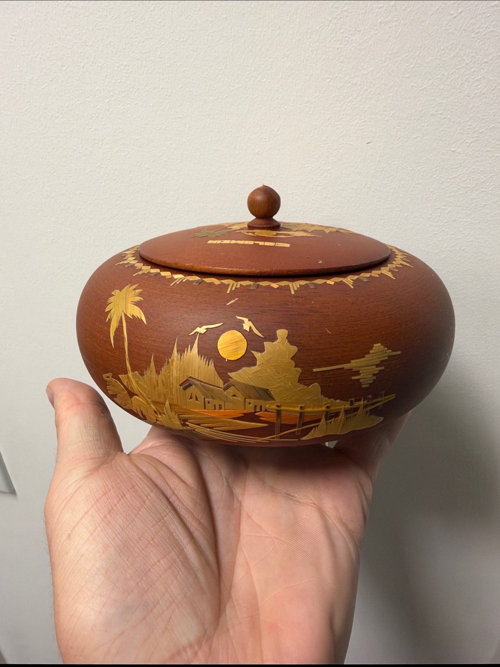 Inlaid Wood Trinket Box From Columbia